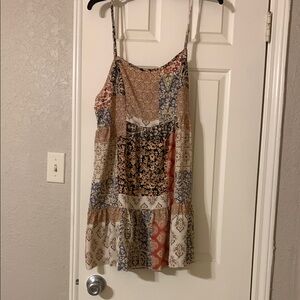 Altar'd State Brown and Blue Spaghetti Strap Sundress